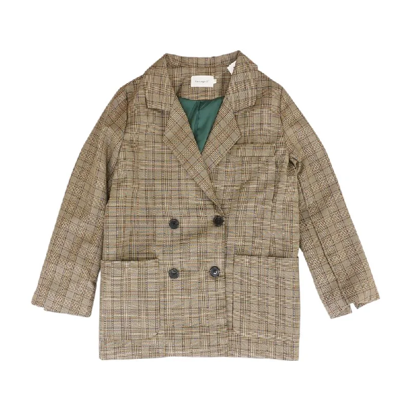 Brown Plaid Blazer Silk Women's Blazer