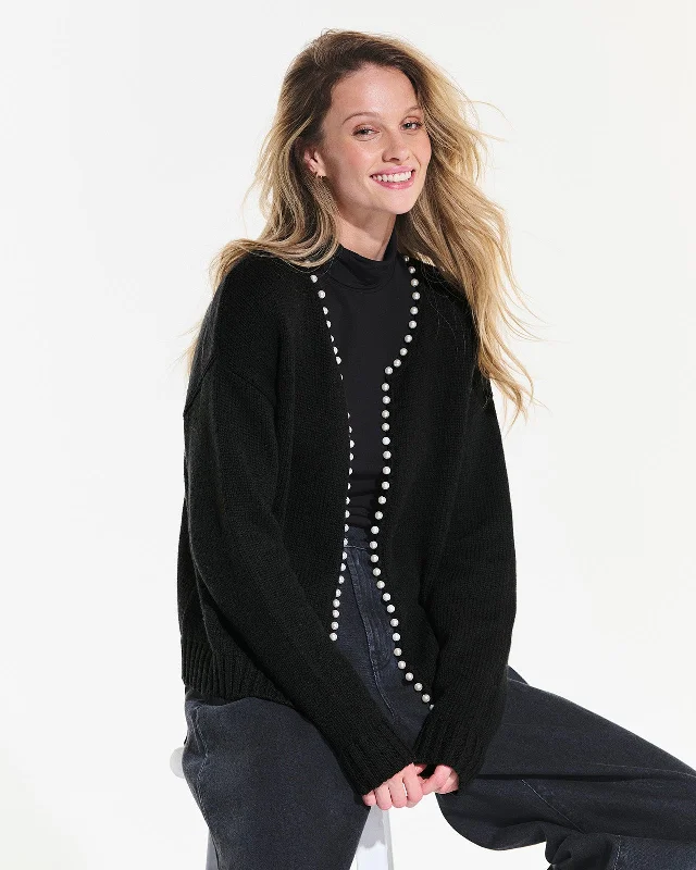 Emmy Cashblend Pearl Cardigan Long Cardigan Short Cardigan Medium Cardigan