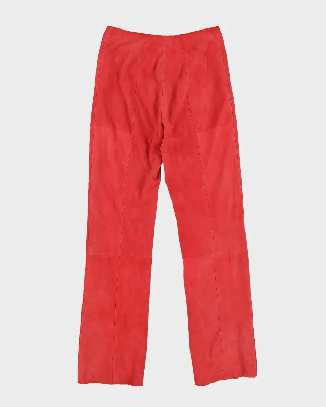 Red Suede Trousers - W26 L31 Trousers practical easy-care