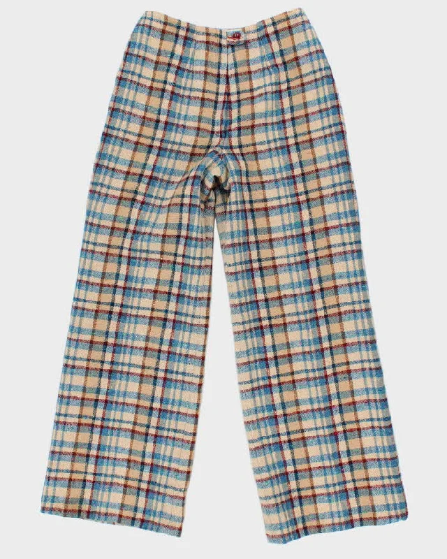 Womens Beige Young Pendleton Wool Wide Leg Trousers - XS Trousers Yoga Stretchy