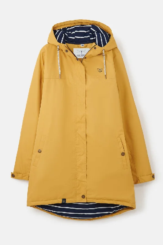 Lighthouse Eva Waterproof Long Coat Gold Microfibre Jersey Tulle Batik