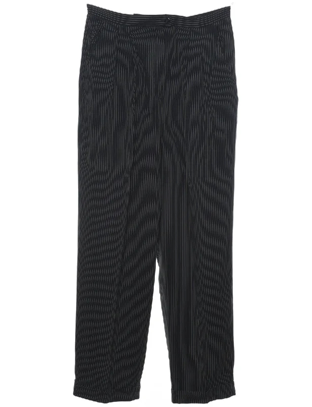 Pinstripes Black Trousers - W28 L28 Trousers Occasion Special