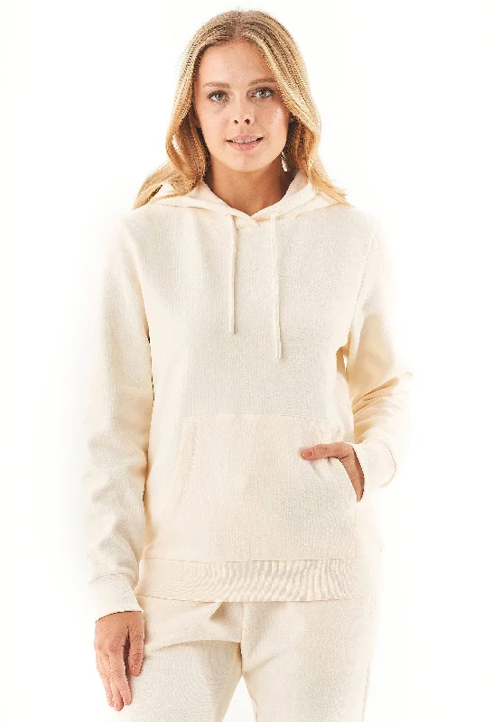 Haree Soft Touch Organic Cotton Hoodie Off White Hoodie with Lining Warm Insulated