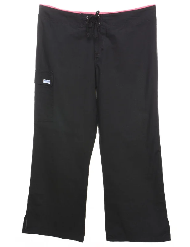 Black Cropped Y2K Cargo Trousers - W36 L29 Trousers trendy modern