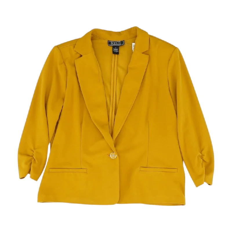 Yellow Solid Blazer Women's Simple Jacket