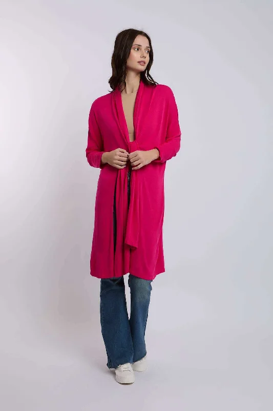 Women Regular Fit Cardigan - Pink Seamless Knitted Crochet