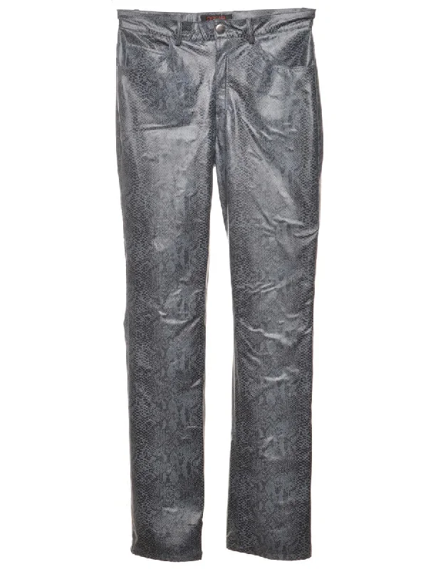 Snakeskin Pattern Faux Leather Trousers - W29 L31 Trousers cozy soft