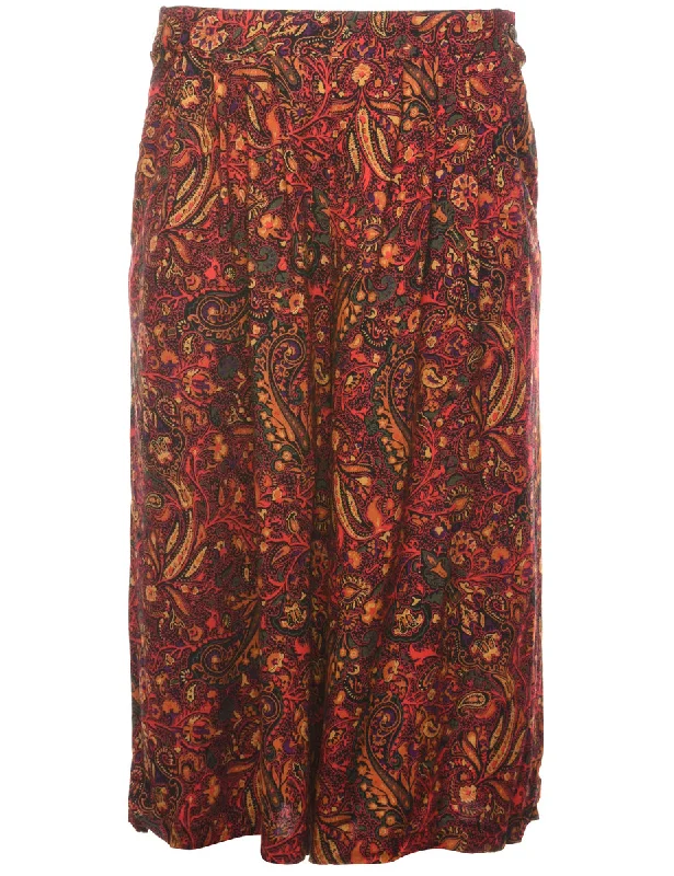 Multi-Colour Wide Leg Paisley Print Trousers - W27 L17 Trousers Favorite Customer