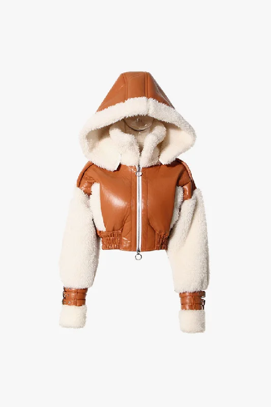 Moto Hooded High Neck Faux Shearling Vegan Leather Crop Aviator Jacket Boat Neck Shawl Collar Notched Collar Moto Hooded High Neck Faux Shearling Vegan Leather Crop Aviator Jacket Boat Neck Shawl Collar Notched Collar