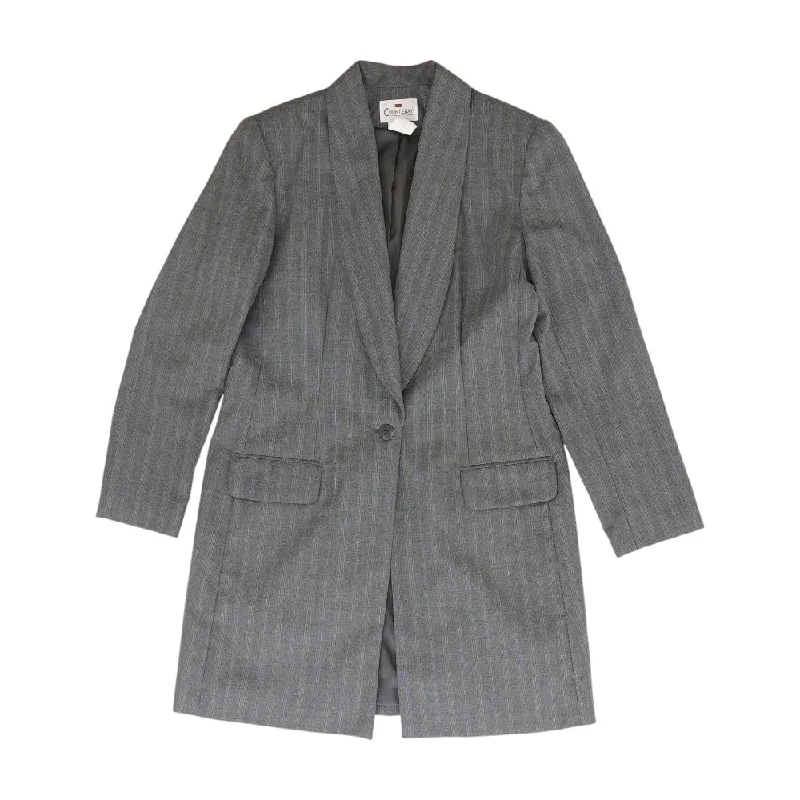 Gray Plaid Blazer Cotton Blend Blazer