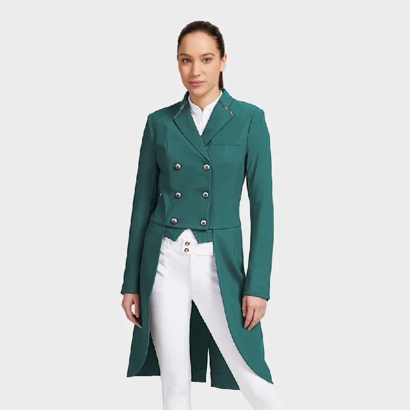 Samshield Frac Premium Dressage Tail Coat Posy Green Asymmetrical Diagonal princess