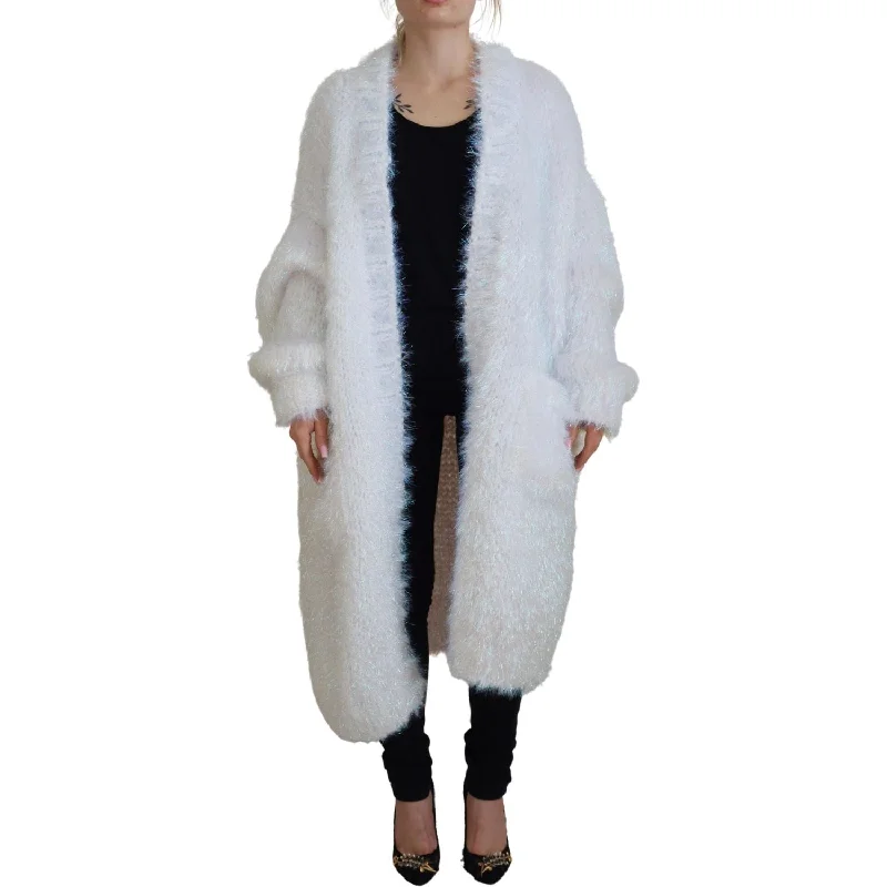 Dolce & Gabbana Elegant White Long Sleeve Cardigan Jacket Mesh Cardigan Canvas Denim Dolce & Gabbana Elegant White Long Sleeve Cardigan Jacket Mesh Cardigan Canvas Denim