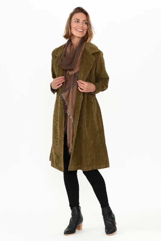Pollux Khaki Cotton Corduroy Coat Vest Waistcoat Gilet