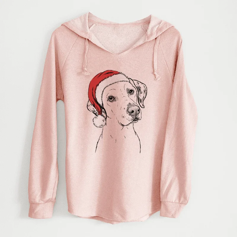 Santa Lucky the Dalmatian - Cali Wave Hooded Sweatshirt Hoodie with Button Placket Classic Preppy Santa Lucky the Dalmatian - Cali Wave Hooded Sweatshirt Hoodie with Button Placket Classic Preppy