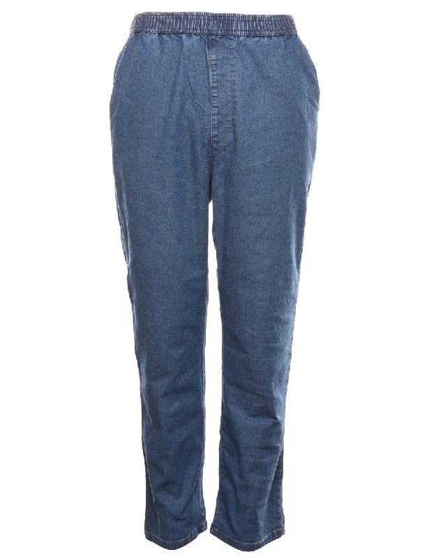 Tapered Medium Wash Casual Denim Trousers - W30 L30 Trousers Silk Elegant