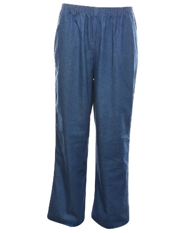 Casual Medium Wash Denim Trousers - W28 L30 Trousers Culottes Wide Leg