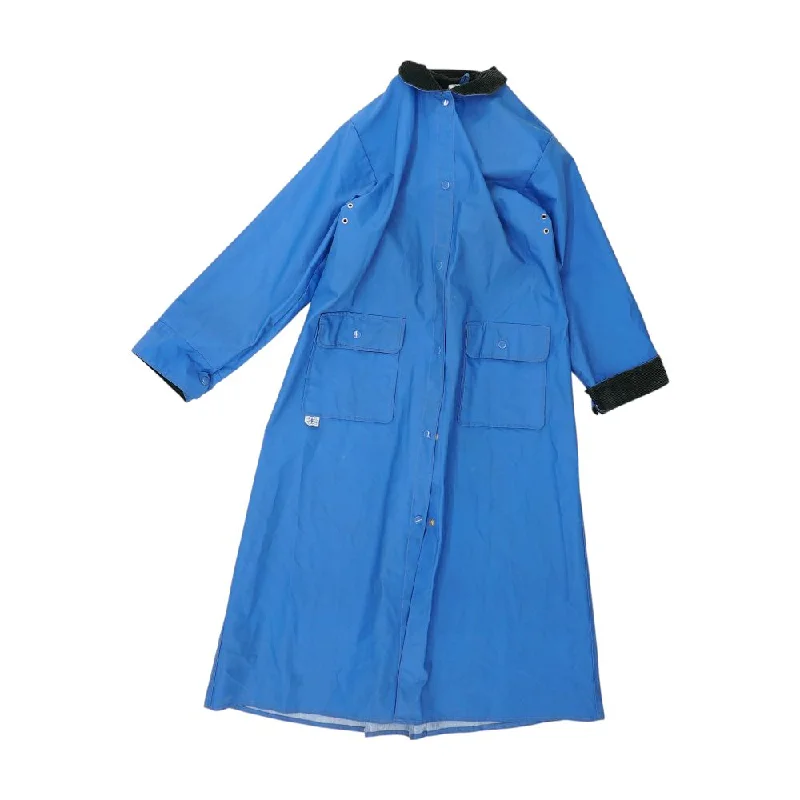 Blue Solid Rain Coat Boat Neck Jacket Square Neck Jacket One-Shoulder Jacket