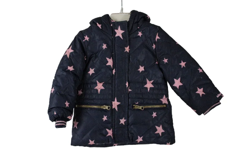 Osh Kosh Navy Blue Pink Star Puffer Coat | 12 MO Parka Down Jacket Wool Coat