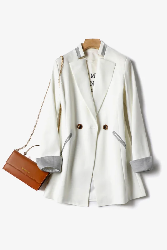 Casual Standing Collar Color Block Blazer Women's Adventure Blazer