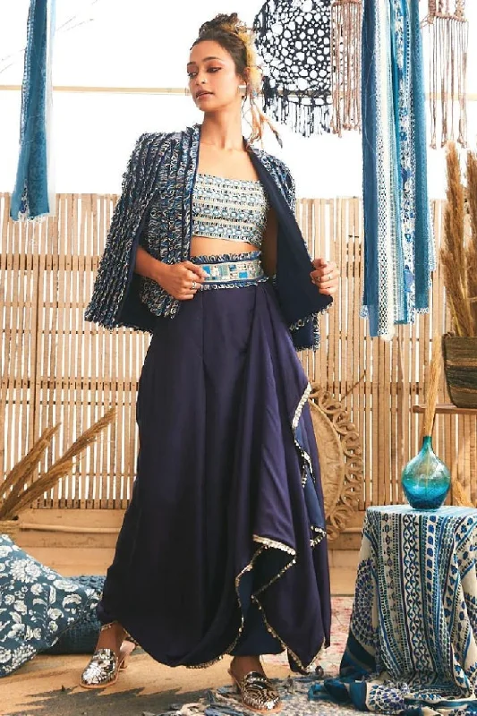 BLUETEXTURED NOOR JACKET SET Nylon Fabric Polyester Fabric Spandex Fabric
