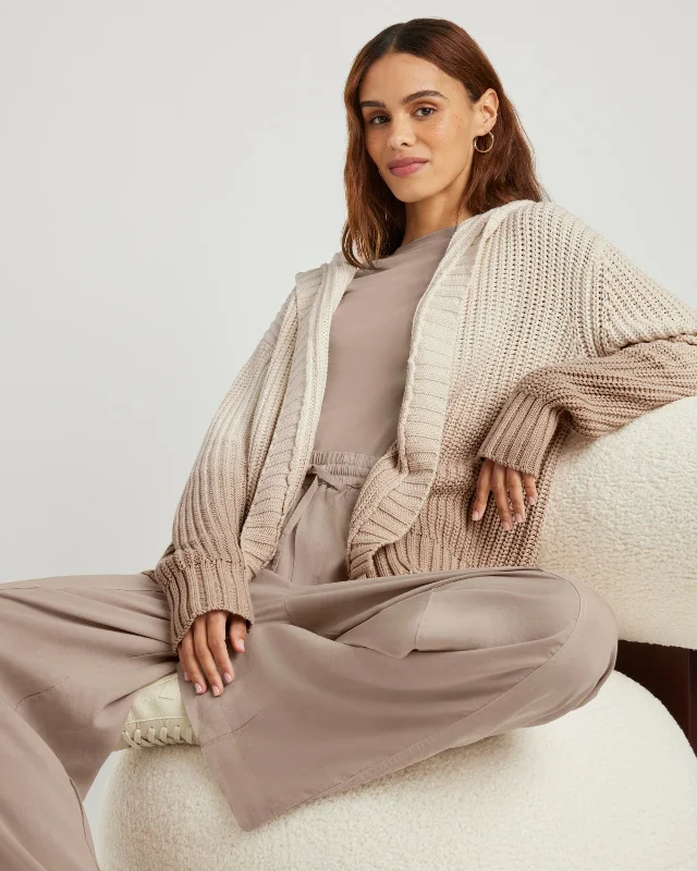 Raya Ombre Hooded Cardigan Fleece Cardigan Nylon Polyester