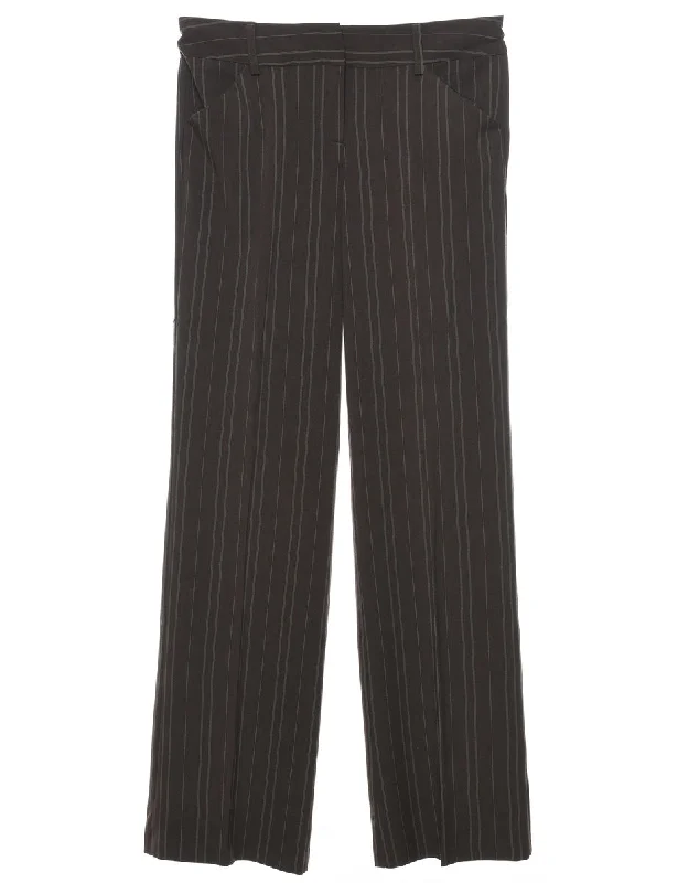 Striped Brown Classic Trousers - W28 L32 Trousers Hiking Durable