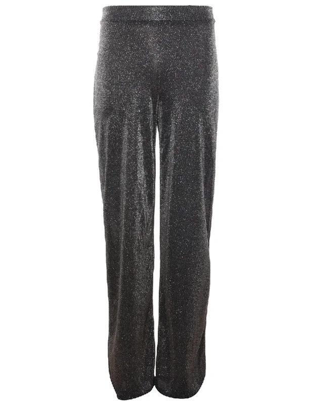 Silver Sparkly Trousers - W25 L31 Trousers Low Rise Relaxed