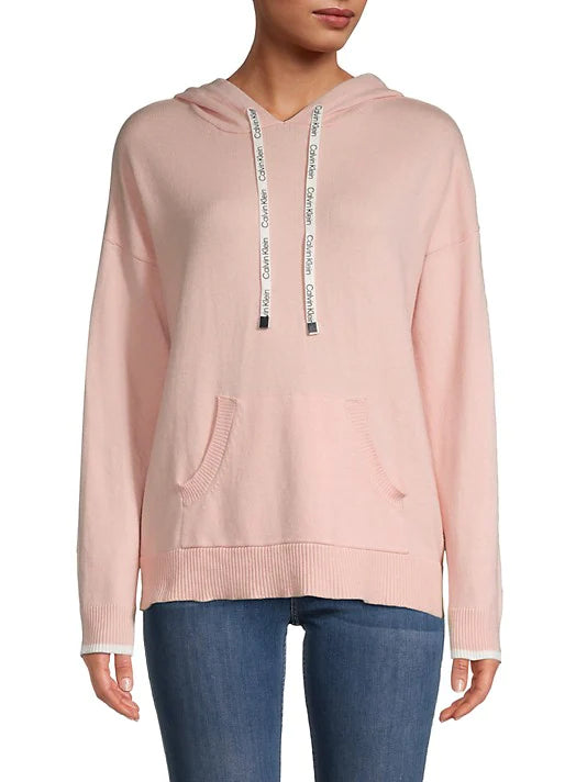 Calvin Klein Cotton Blend Hoodie - Pink Hoodie with Elastic Waist Stretchable Comfortable Calvin Klein Cotton Blend Hoodie - Pink Hoodie with Elastic Waist Stretchable Comfortable