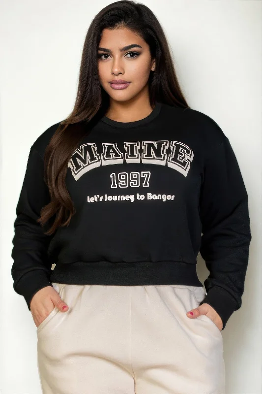 Plus Size Graphic Drop Shoulder Sweatshirt Hoodie with V-Neck Classic Versatile