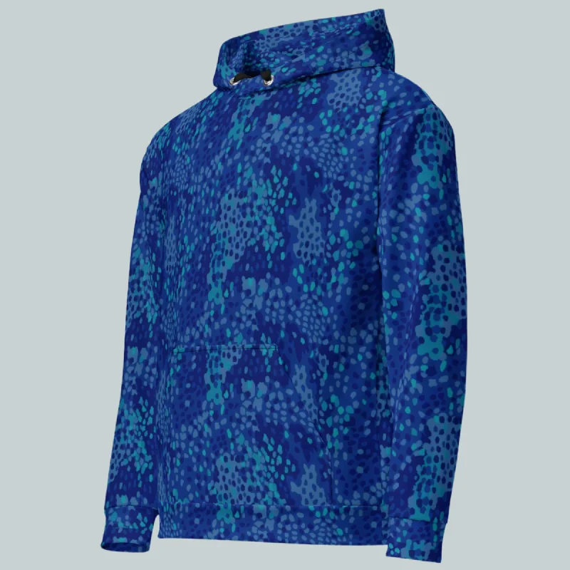 Blue Cyberbsenmuster Pea Camo  Hoodie Hoodie with Sequins Glamorous Eye-catching