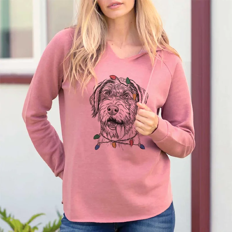 Christmas Lights Hazel the German Wirehaired Pointer Mix - Cali Wave Hooded Sweatshirt Hoodie with Front Slit Layering Stylish Christmas Lights Hazel the German Wirehaired Pointer Mix - Cali Wave Hooded Sweatshirt Hoodie with Front Slit Layering Stylish