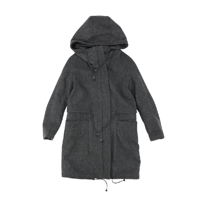 Gray Solid Coat Fleece Down Feather