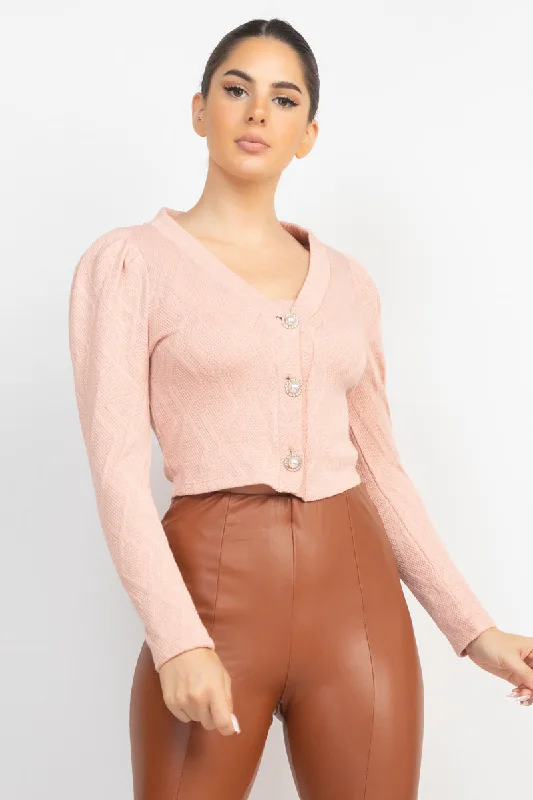 Geometric Cami Puff Sleeves Blazer Top Set Women's Long Blazer