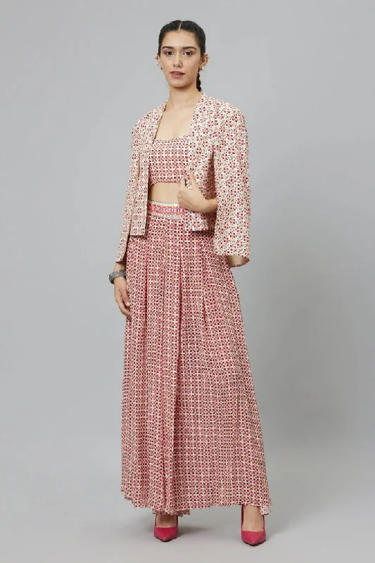 IVORY GEOMETRIC PRINT NOOR JACKET SET Notch Collar Jacket Peter Pan Collar Jacket Cowl Neck Jacket IVORY GEOMETRIC PRINT NOOR JACKET SET Notch Collar Jacket Peter Pan Collar Jacket Cowl Neck Jacket