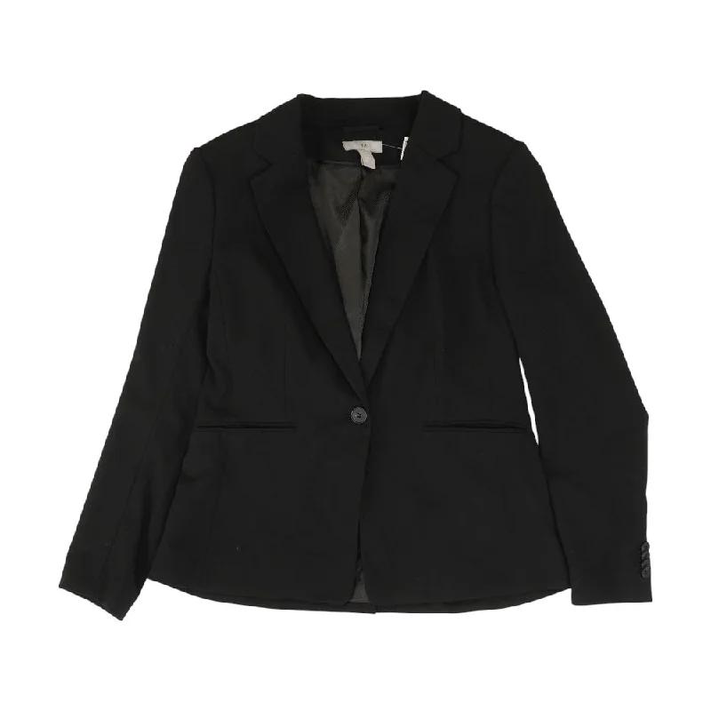 Black Solid Blazer Women's Leather Blazer