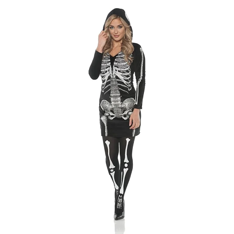 Women's Skeletal Hoodie Dress Costume Hoodie with Raglan Sleeves Sporty Comfortable