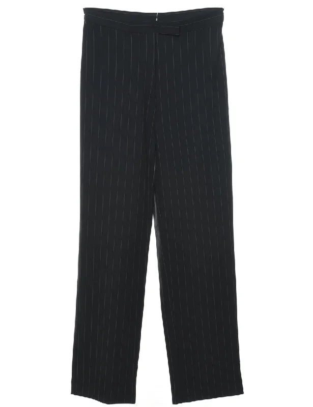 Pinstriped Black Trousers - W28 L32 Trousers chic fashionable