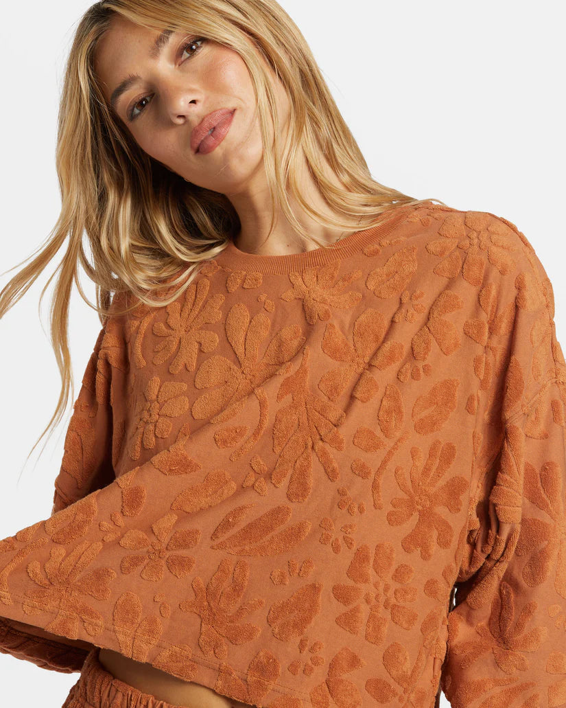 Loosen Up Crew Neck Sweatshirt TOFFEE Hoodie with Tie-Dye Psychedelic Retro