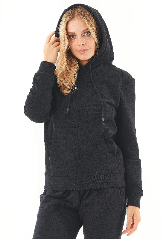 Haree Soft Touch Organic Cotton Hoodie Black Hoodie with Pattern Geometric Abstract