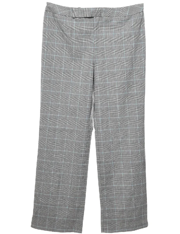 Checked Grey & Light Blue Trousers - W35 L32 Trousers Seasonal Trendy