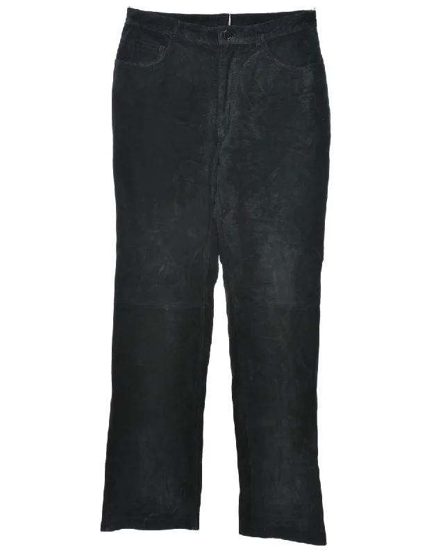 Black Suede Classic Trousers - W29 L31 Trousers chic elegant