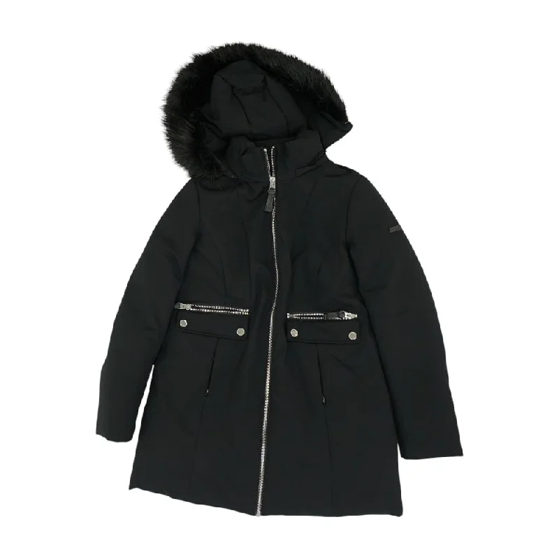 Black Solid Coat Shawl Collar Notch Collar Lapel Collar