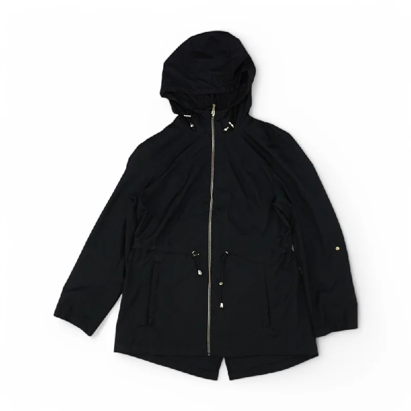 Black Solid Rain Coat Blouse Shirt Tunic