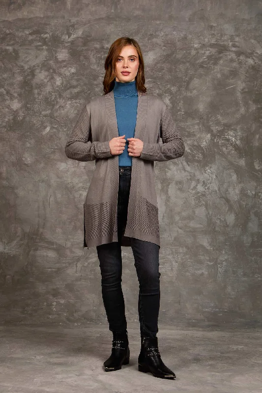 Women Regular Fit Cardigan - Grey Modern Contemporary chic