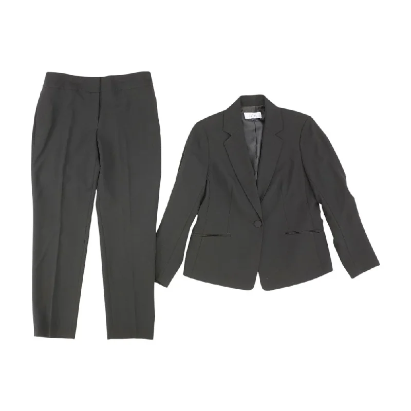 Black Solid Blazer Set Women's Vintage Jacket
