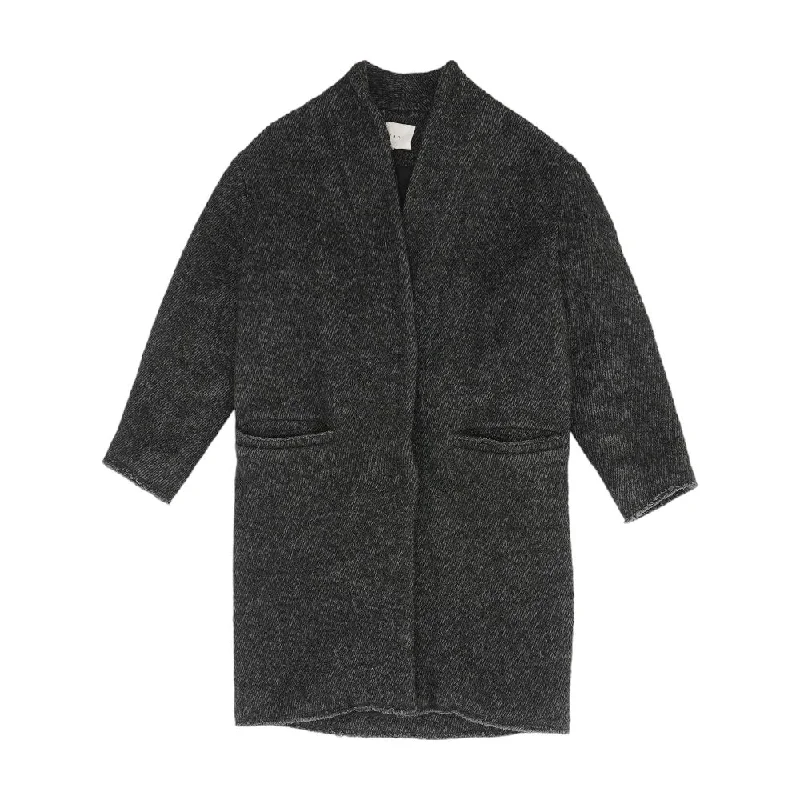 Charcoal Solid Coat Trench Wool Cashmere