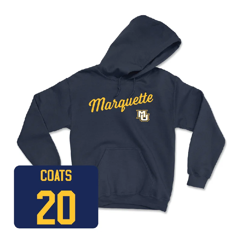 Navy Women's Soccer Script Hoodie  - Lilly Coats Tailored Straight A-Line