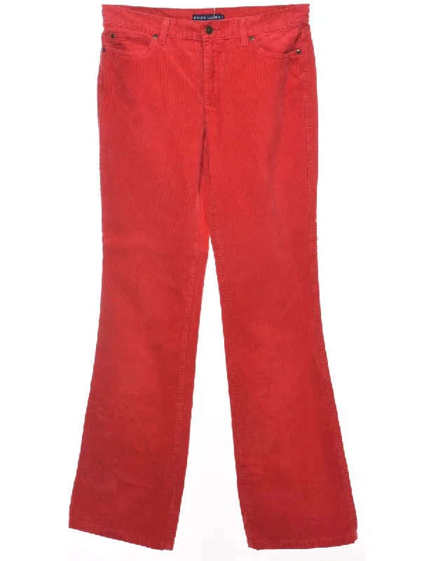 Ralph Lauren Red Straight-Fit Corduroy Trousers - W30 L34 Trousers Velvet Soft