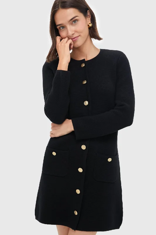 Black Stella Cardigan Dress Spandex Blend Rayon Blend Denim Blend