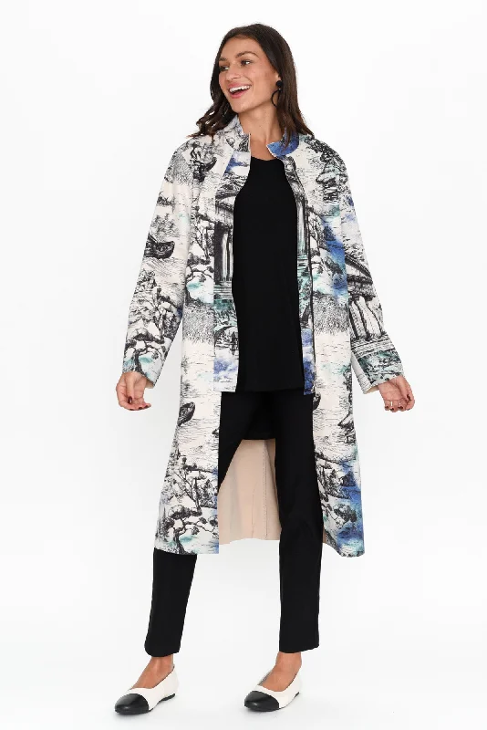 Fidel Blue Vista Coat Parka Down Jacket Wool Coat